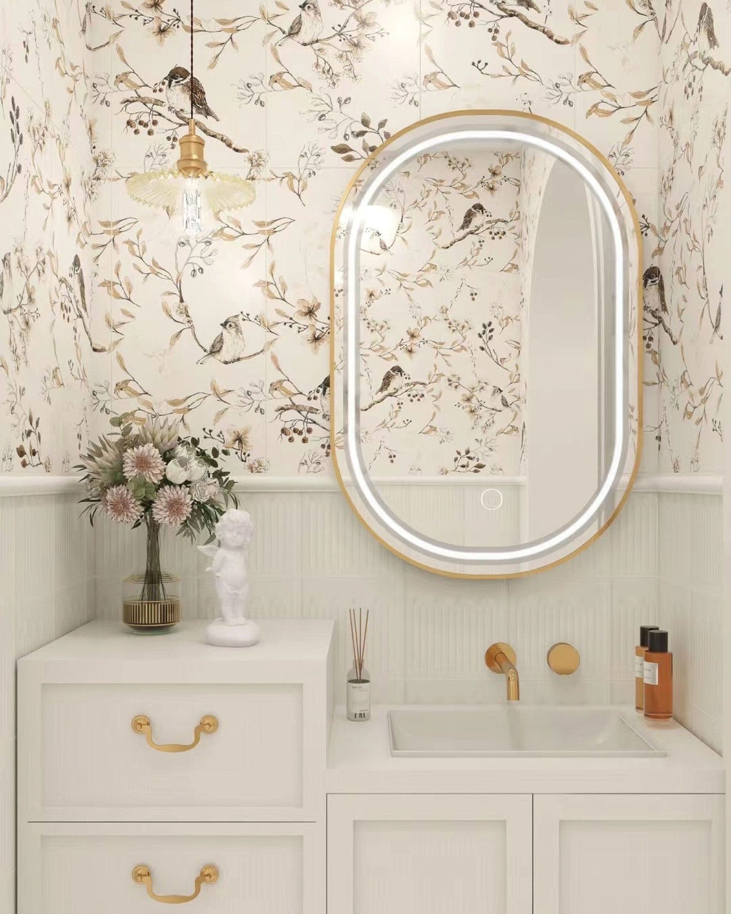 Bloom Series - Flora and Fauna Goldfinches Satin 400x800mm Ceramic Tile