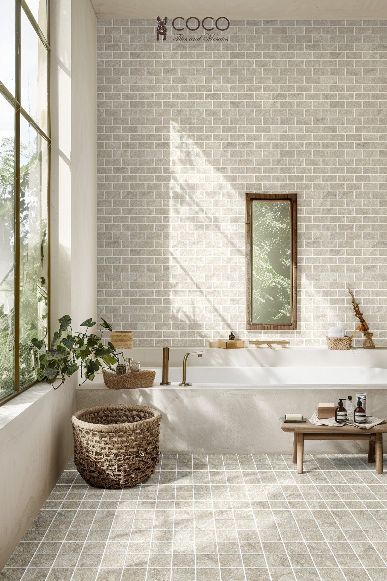 Hidden Gem Series - Chalk Naturale Stretcher Bond Matte 45x95mm Mosaic Tile