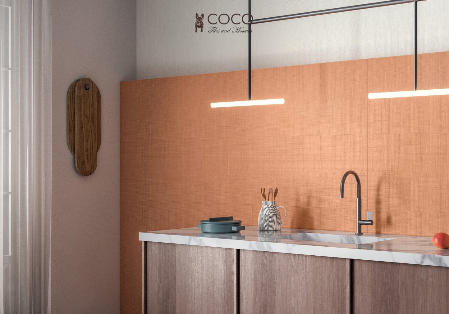 Babylon Series - Orange Embossed Matte 500x1200mm Ceramic Tile