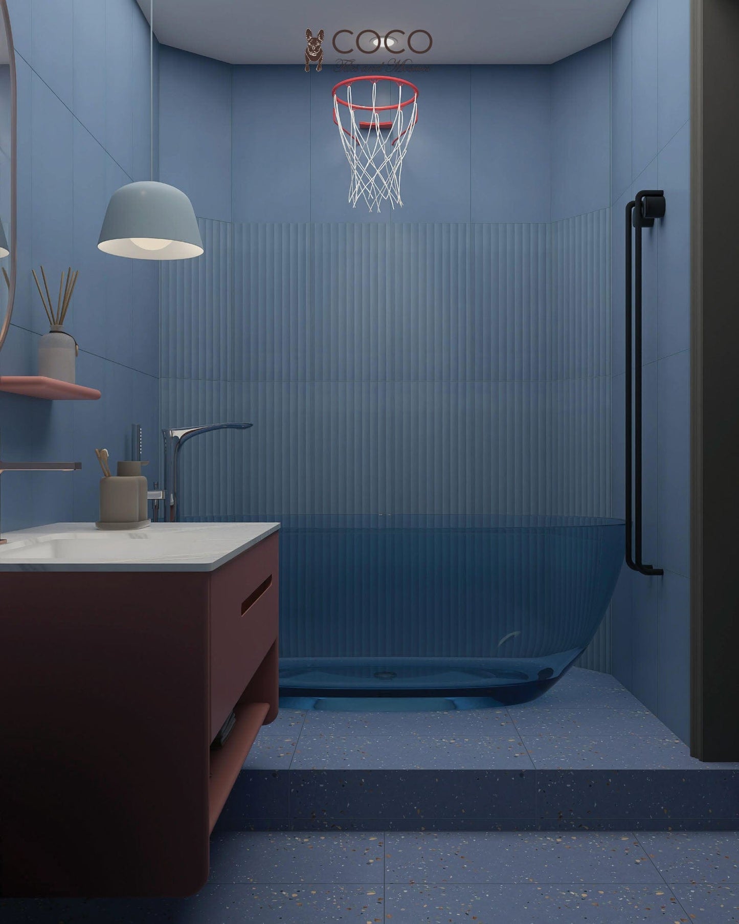 Artist's Palette Series - Hemisphere Blue Satin 300x600mm Ceramic Tile