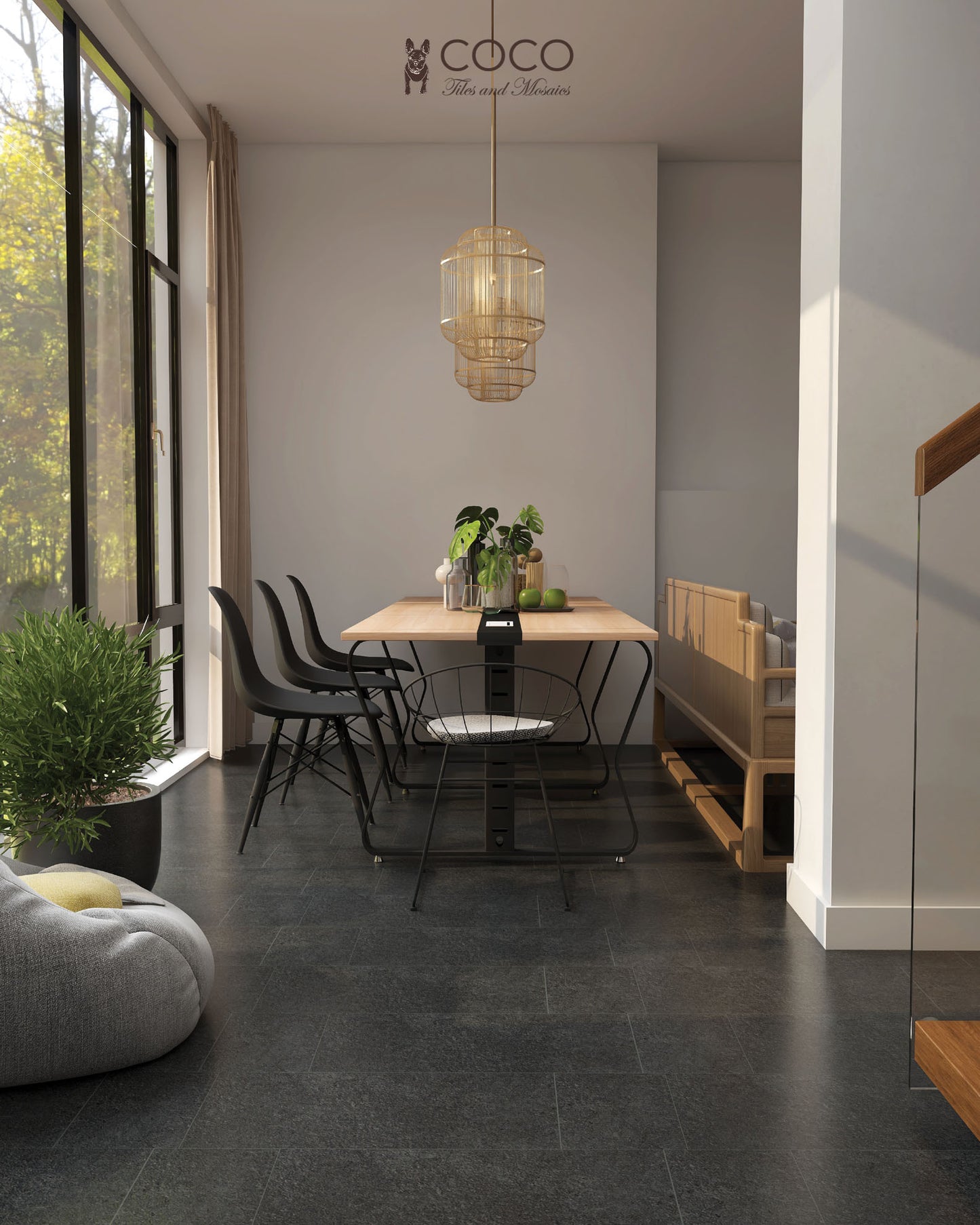 Minimalist dark grey porcelain floor tile – Zen Series for contemporary interiors