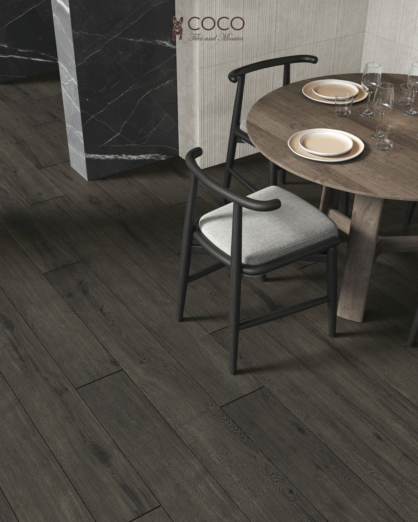 Grandeur Touch Series - Midnight Oak Matt 200x1200mm Porcelain Tile