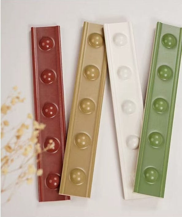 Decorative Raised Dots Red Wine Satin 50x300mm Border Tile