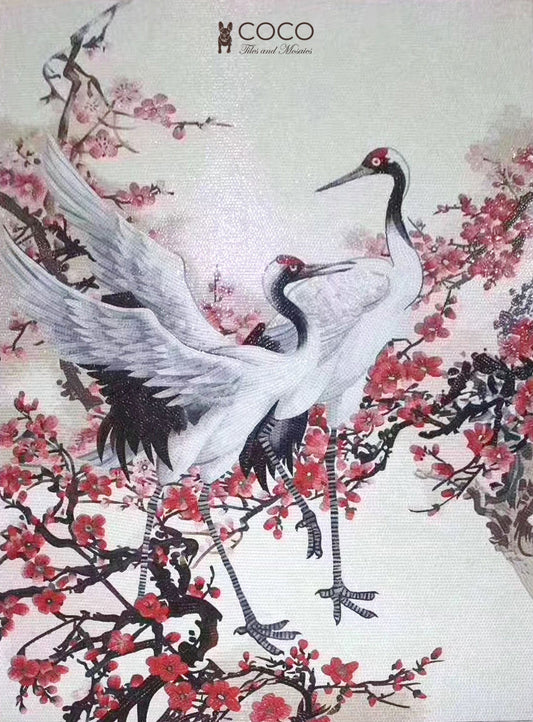 Dance of the Cranes  Mosaic Wall Art