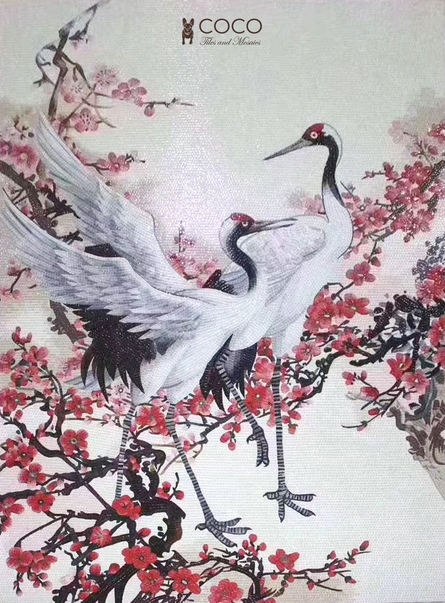 Dance of the Cranes Mosaic Wall Art