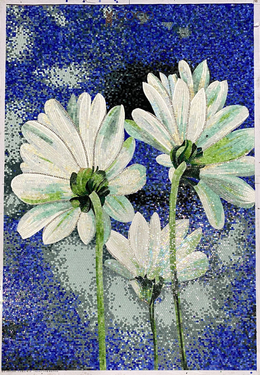 Blue Dreamscape Florals Mosaic Art