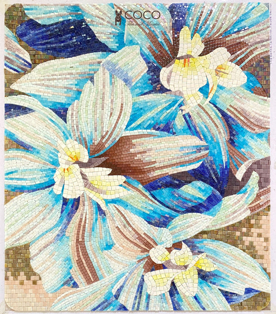 Azure Petal Dance Mosaic Tile Art