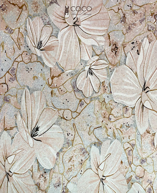 Blush Blossom Tapestry Mosaic Art