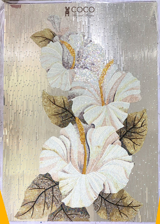 Golden Veil Blossoms Mosaic Art