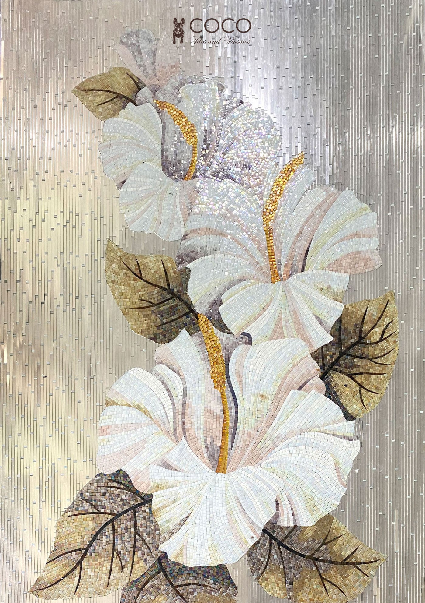 Golden Veil Blossoms Mosaic Art