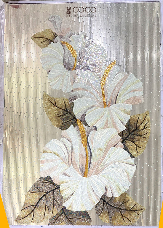Golden Veil Blossoms Mosaic Art