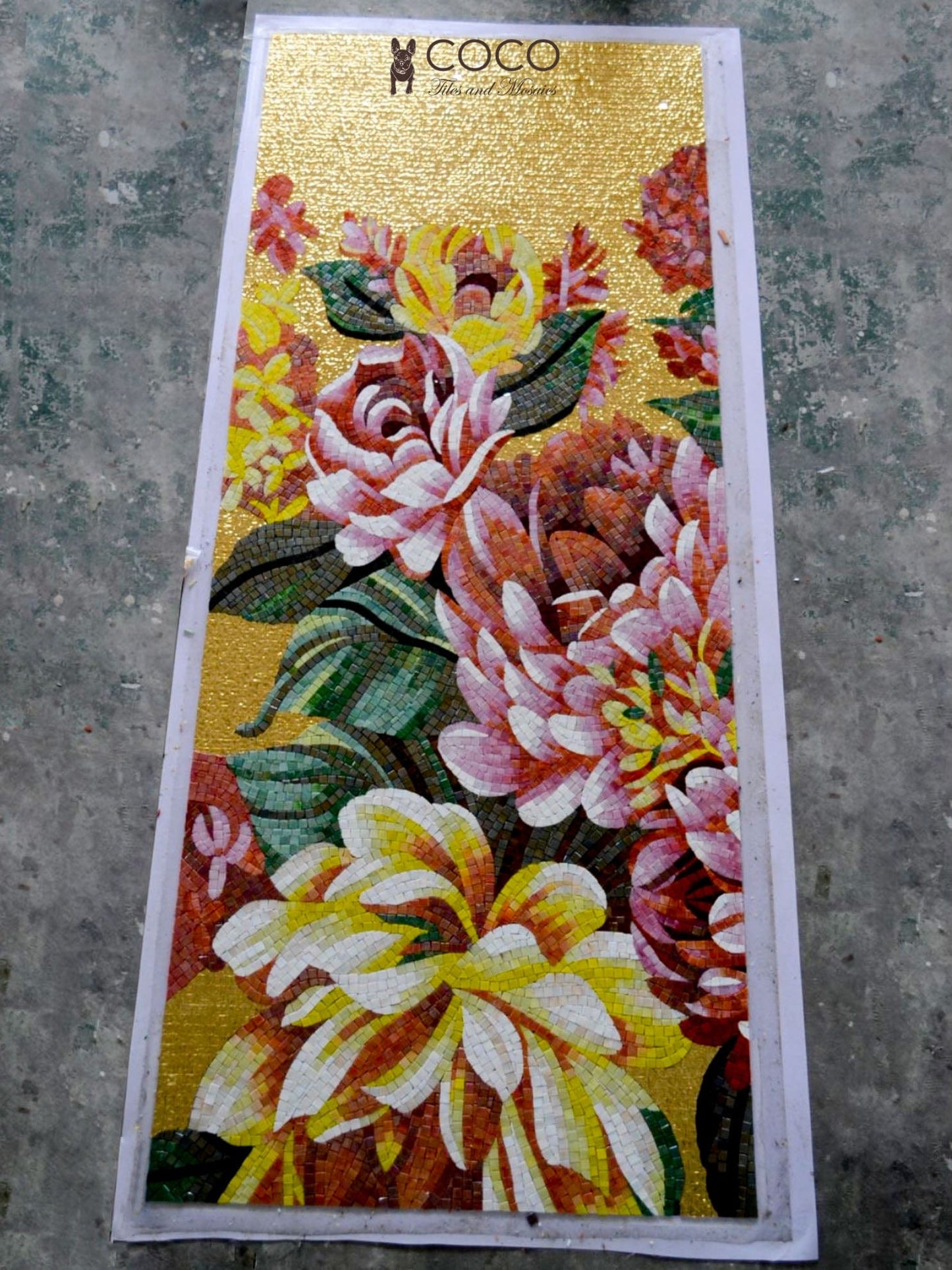 Golden Dawn Blossoms Mosaic Wall Art