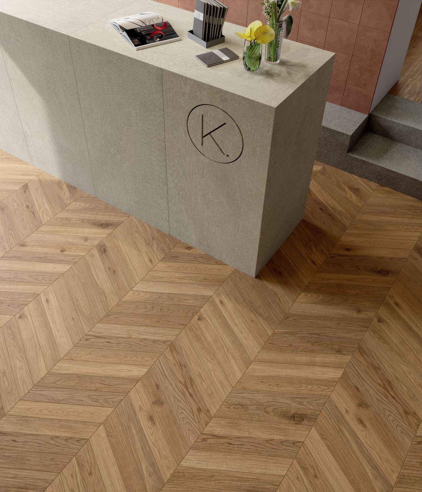 Grandeur Series - Golden Forest Glade Chevron Matte 75x450mm Porcelain Tile