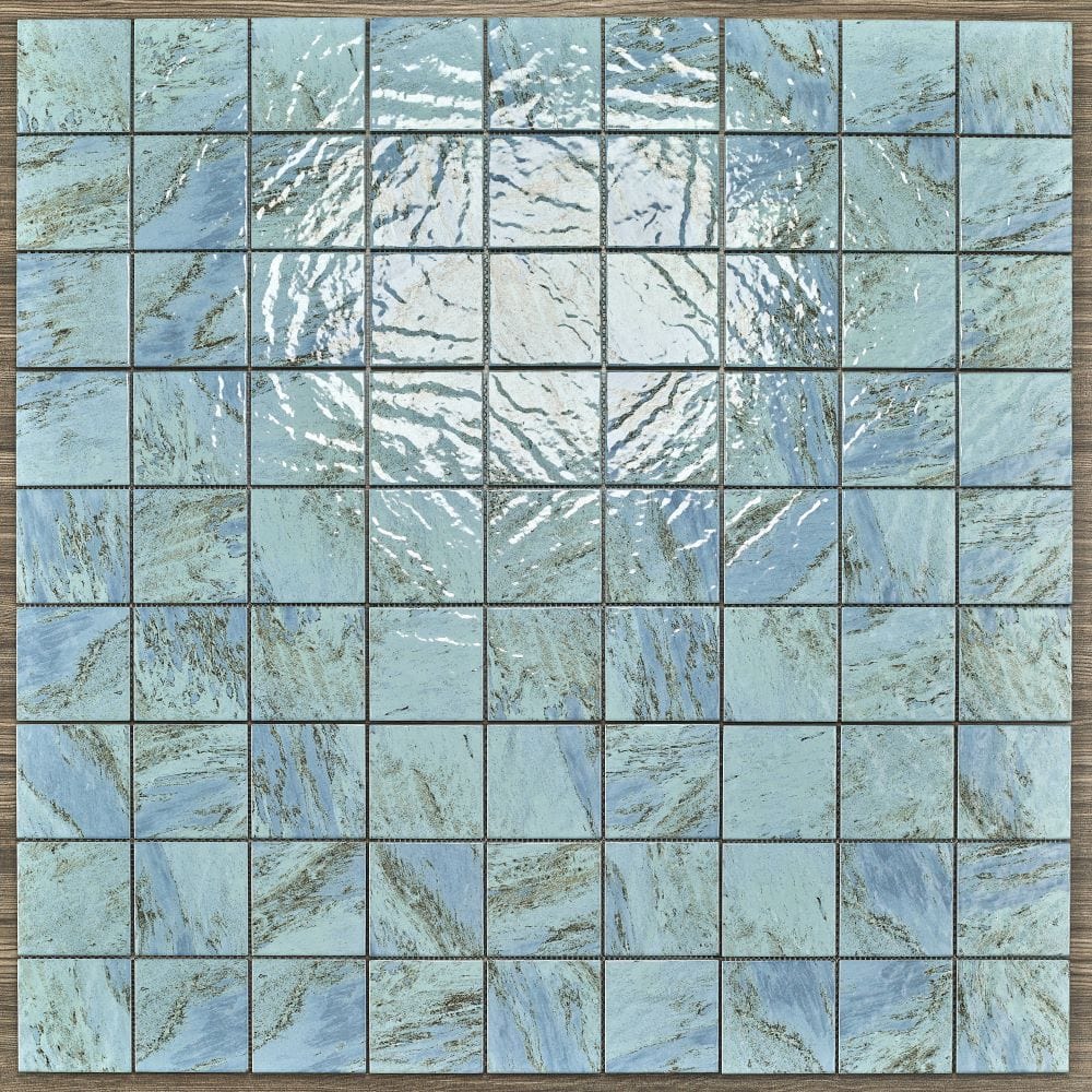CoCo & Breezy Series - Blue Lagoon Gloss 97x97mm Porcelain Mosaic Pool Tile