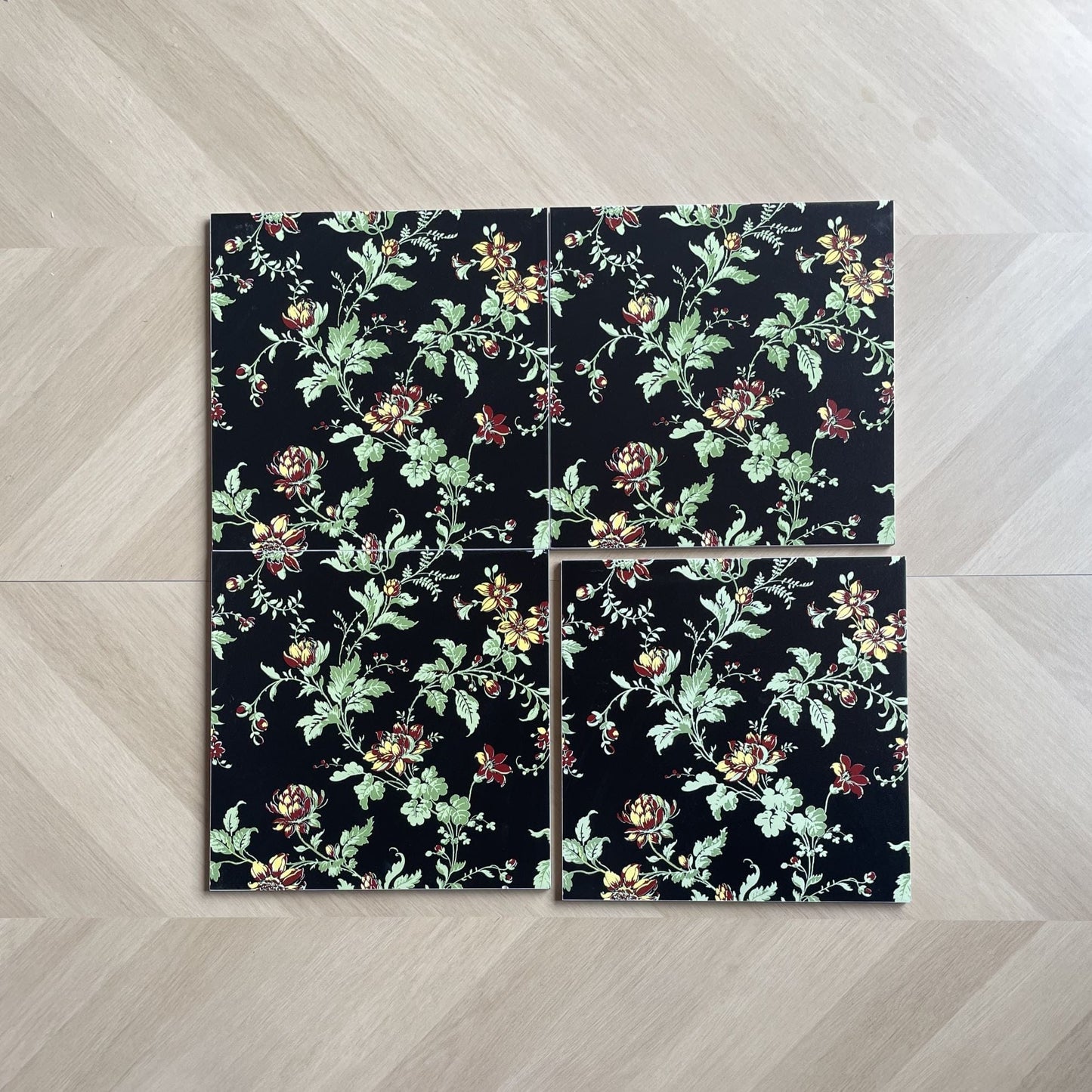 Red Room Series - Night Bloom Satin 300x300mm Ceramic Tile