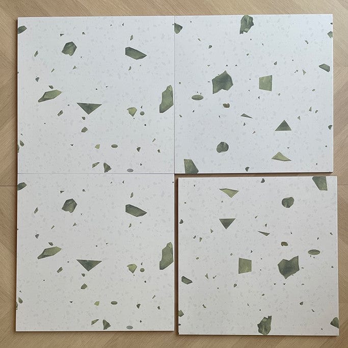 Recreated Terrazzo Series - Green Galaxy Satin 400x400mm Ceramic Tile