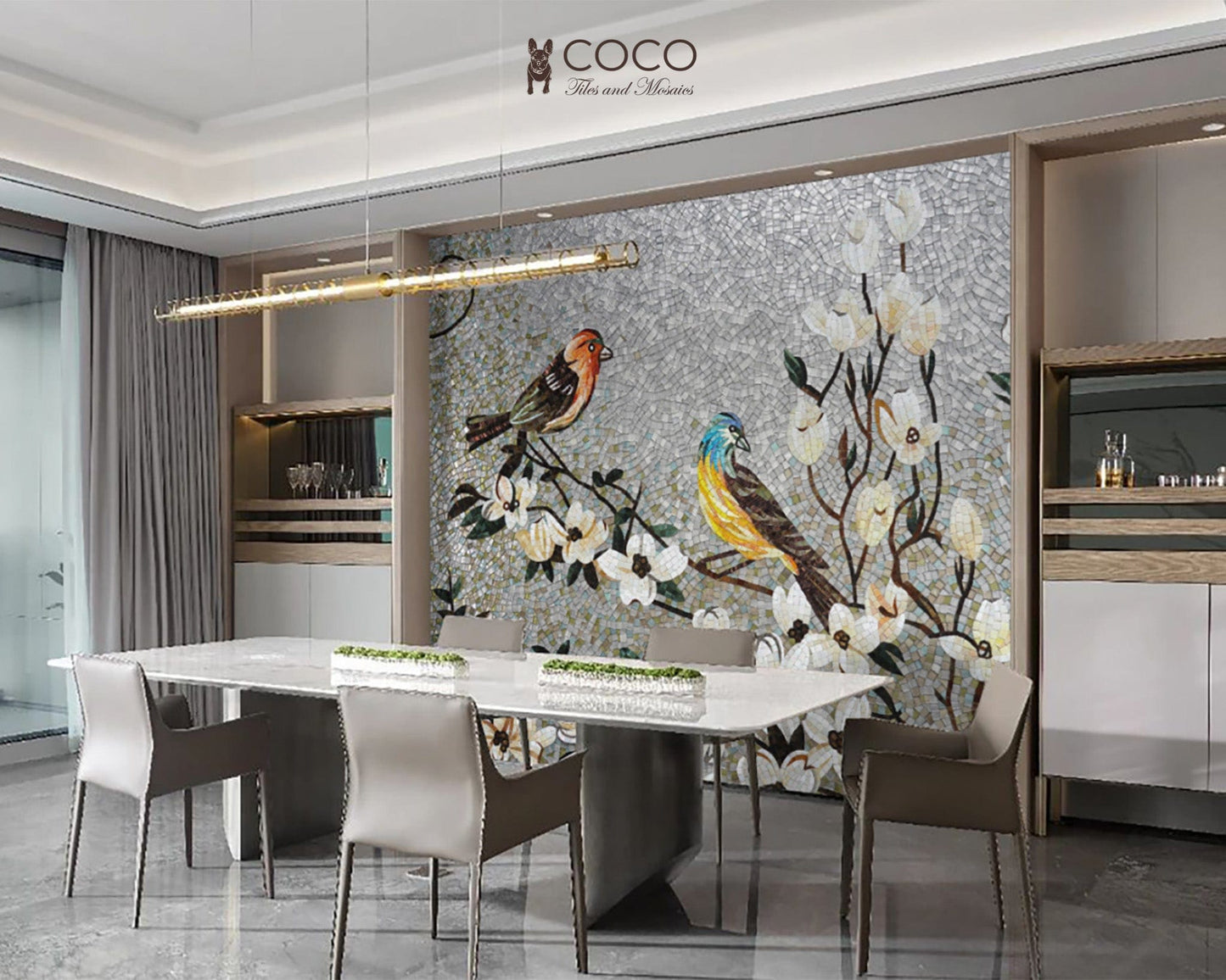 Artistic Mosaic - Birds - Love of Loyalty With Frame