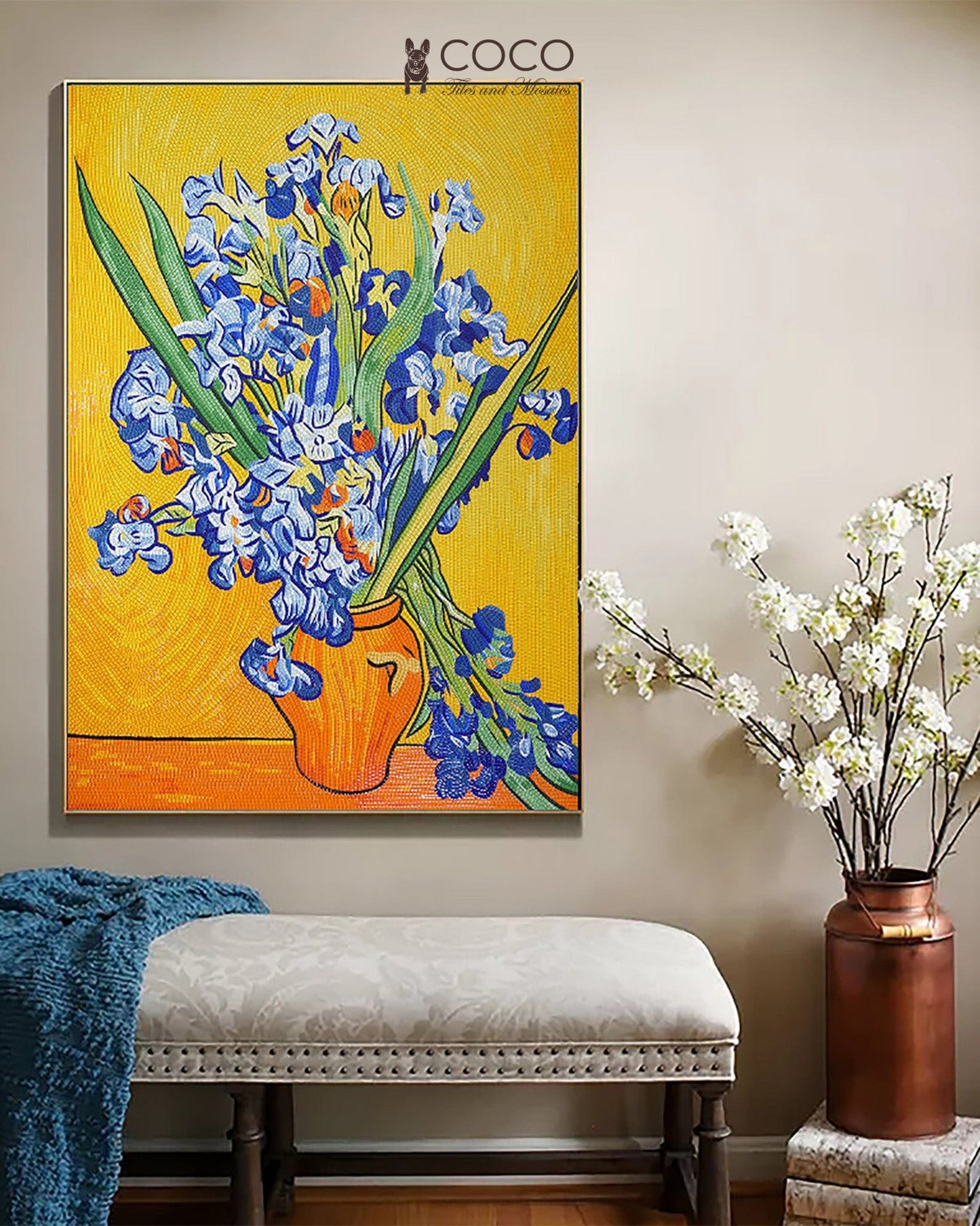 Mosaic Art - Pot Flowers - Blue