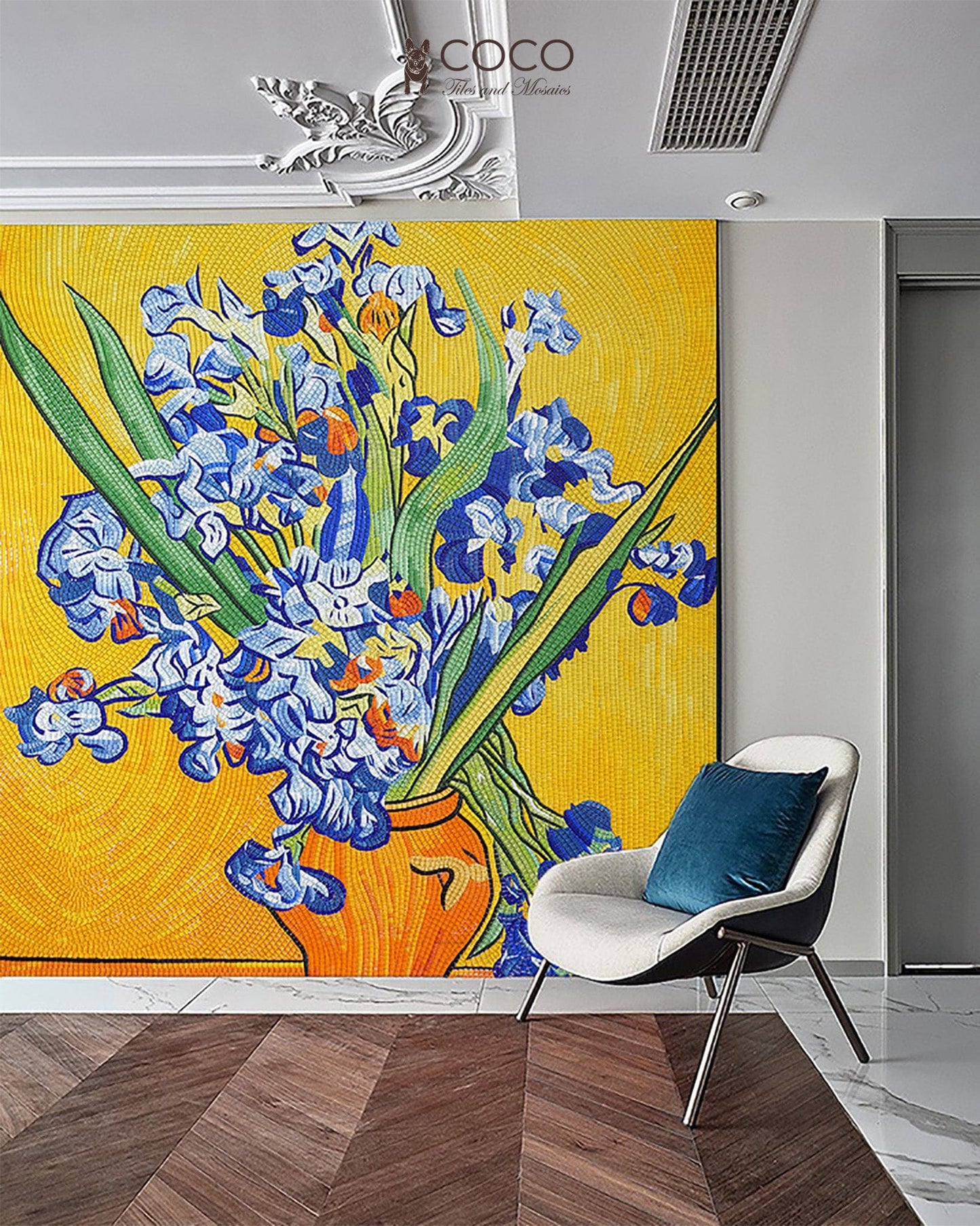 Mosaic Art - Pot Flowers - Blue