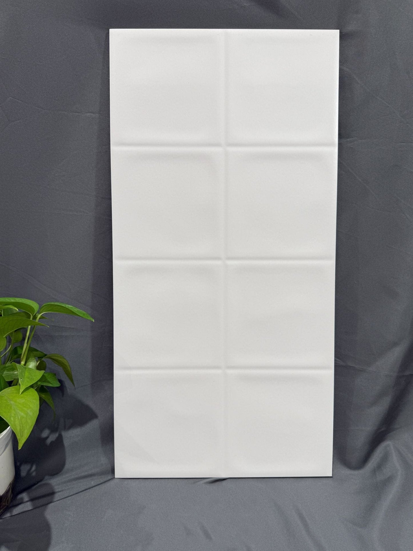 Minimalist Muse Series - Square Impressions Set 1 Ivory Mist Satin 300x600mm Ceramic Tile