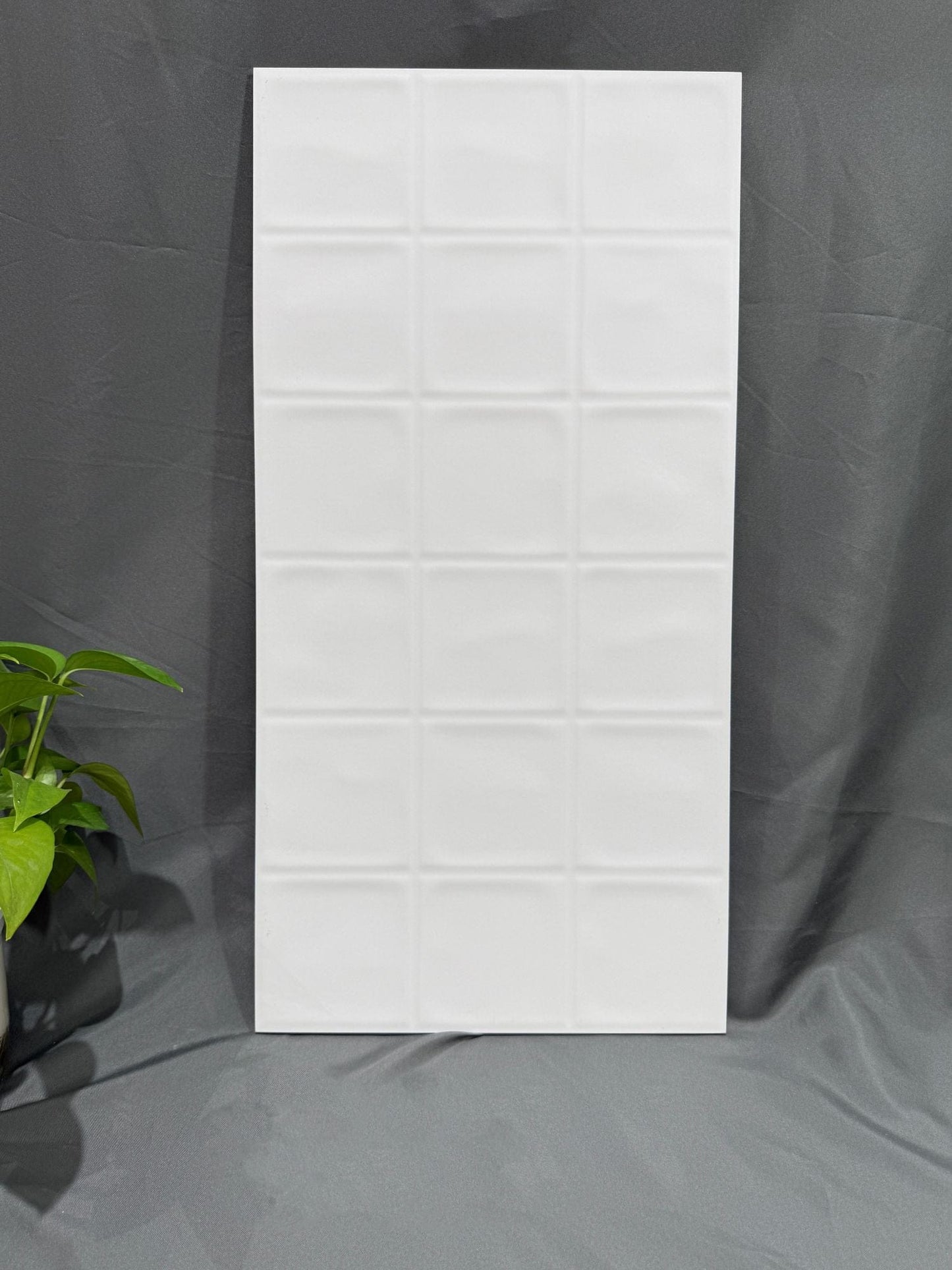 Minimalist Muse Series - Square Impressions Set 2 Snow Veil Satin 300x600mm Ceramic Tile