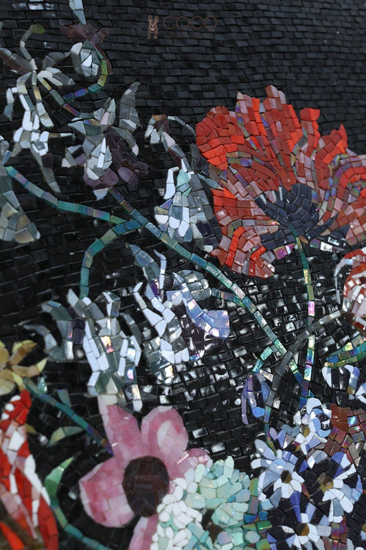 Vivid Vase of Life Glass Mosaic.Mural