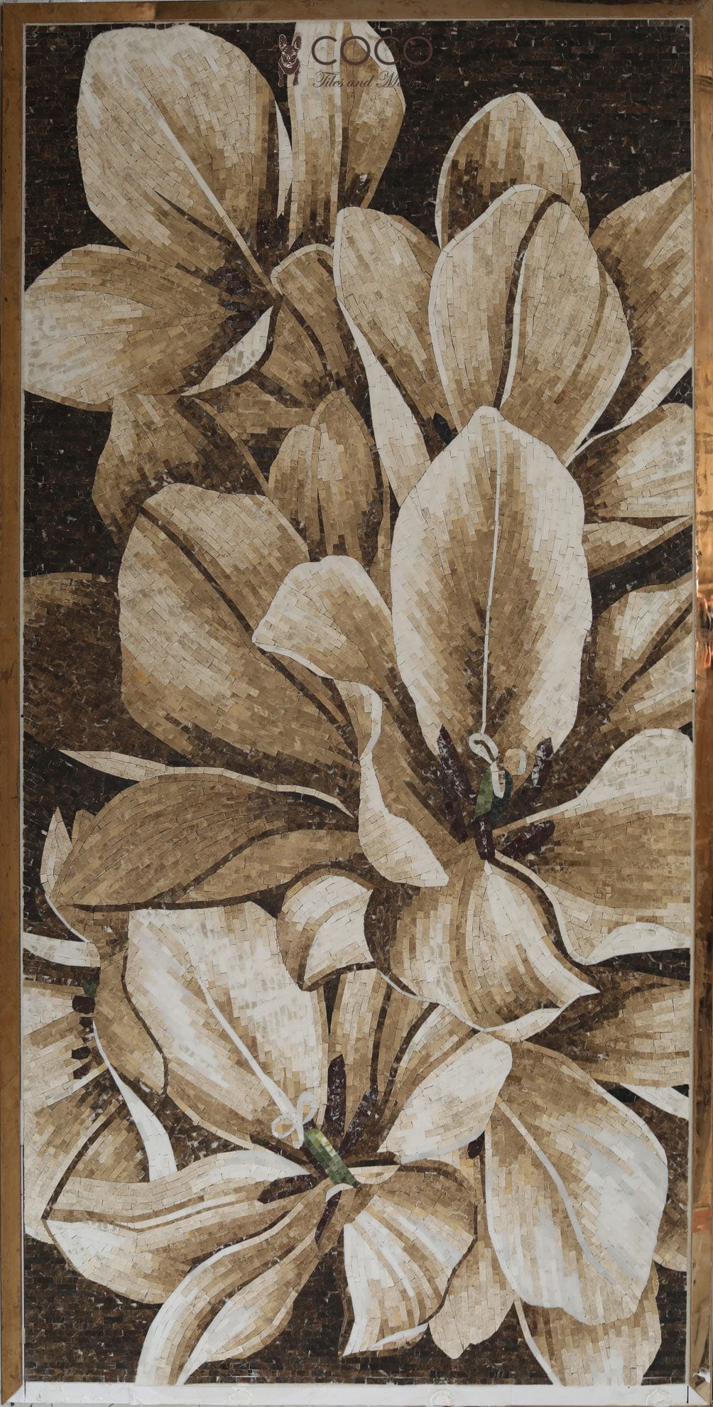 Brownstone Blossoms Stone Mosaic Art