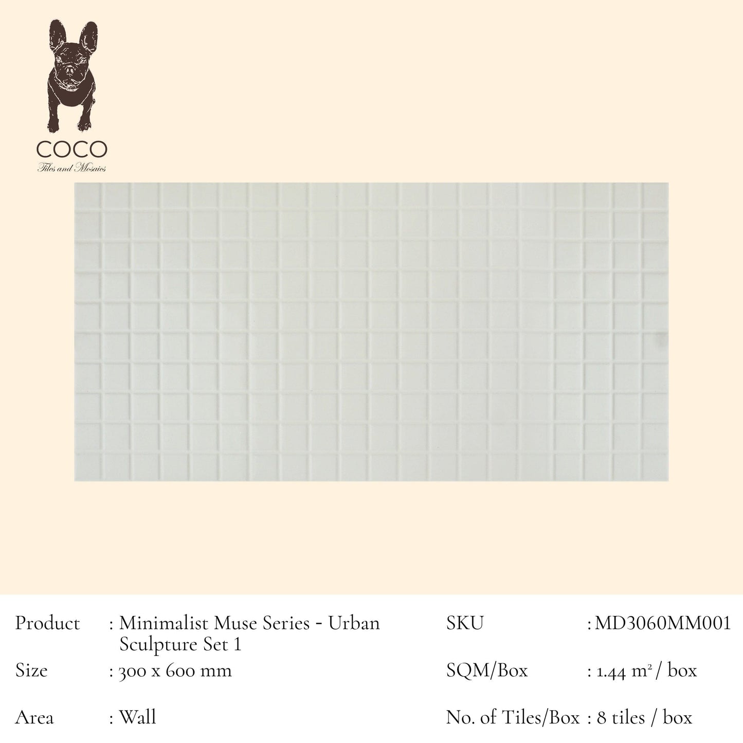 Minimalist Muse Series - Urban Sculpture Set 1 Gloss 300x600mm Ceramic Tile