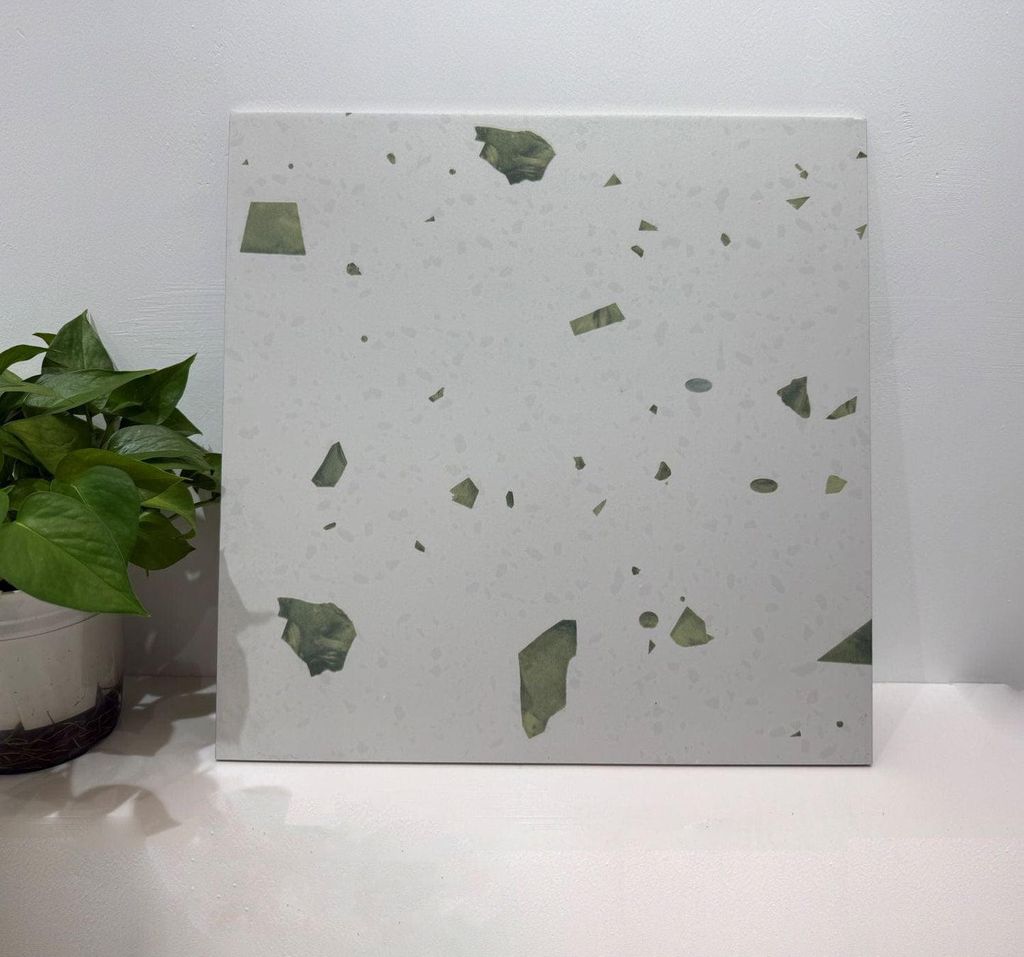 Recreated Terrazzo Series - Green Galaxy Satin 400x400mm Ceramic Tile