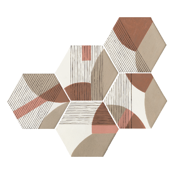 KaleidoCraft Series - Earthen Village Natural 250x290mm Hexagon Porcelain Tile