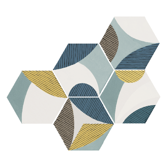 KaleidoCraft Series - Ocean Whisper Natural 250x290mm Hexagon Porcelain Tile