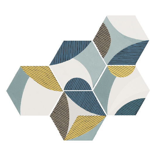 KaleidoCraft Series - Ocean Whisper Natural 250x290mm Hexagon Porcelain Tile
