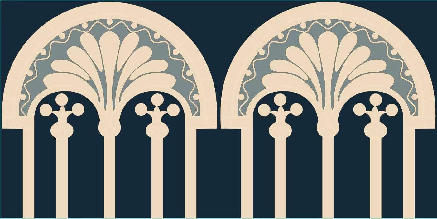 Full-Size Sample - Art Nouveau Series - Arch of Echoes Satin 150x300mm Ceramic Tile