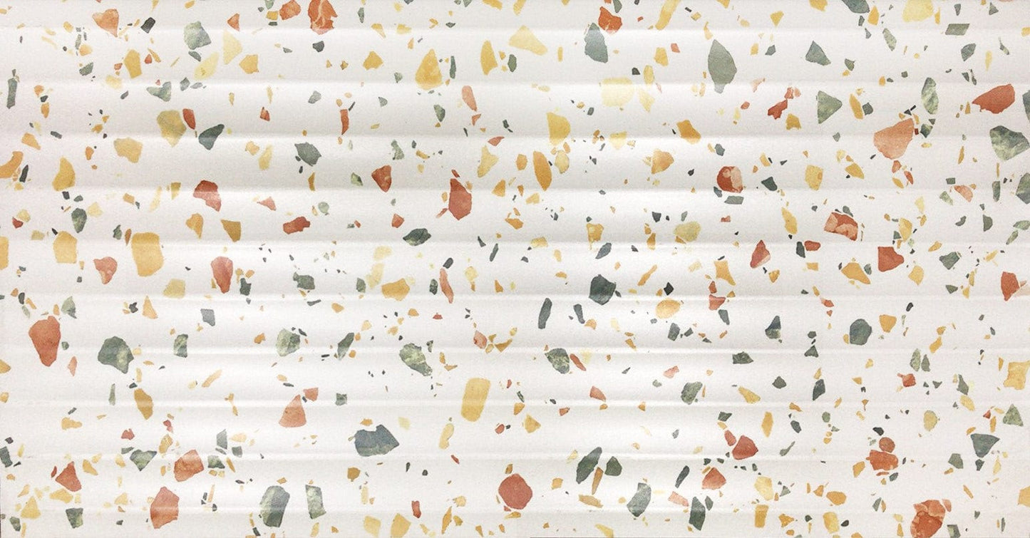 Recreated Terrazzo Series - Sizzling Sunset Satin 300x600mm 3D Wavy Textured Ceramic Tile