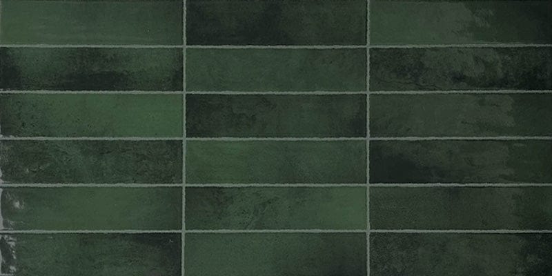 Cut Sample - Moroccan Glaze Series - Ripple Green Gloss 400x800mm Porcelain Tile (Cut Size: Approx. 266x400 mm)