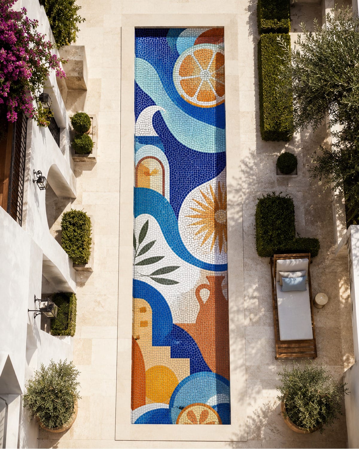 Amalfi Reverie - Mediterranean Still Life Porcelain Pool Mosaic Art