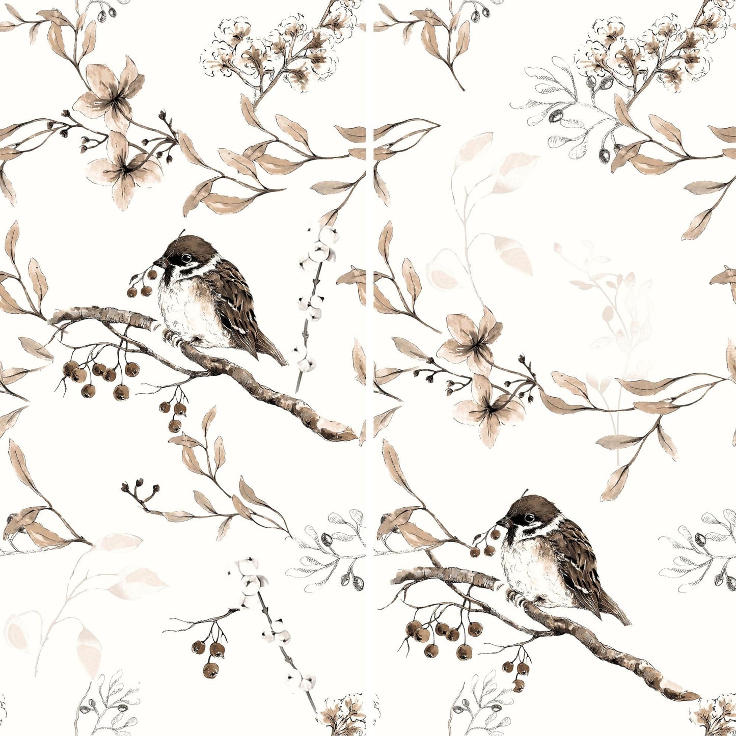 Bloom Series - Flora and Fauna Goldfinches Satin 400x800mm Ceramic Tile