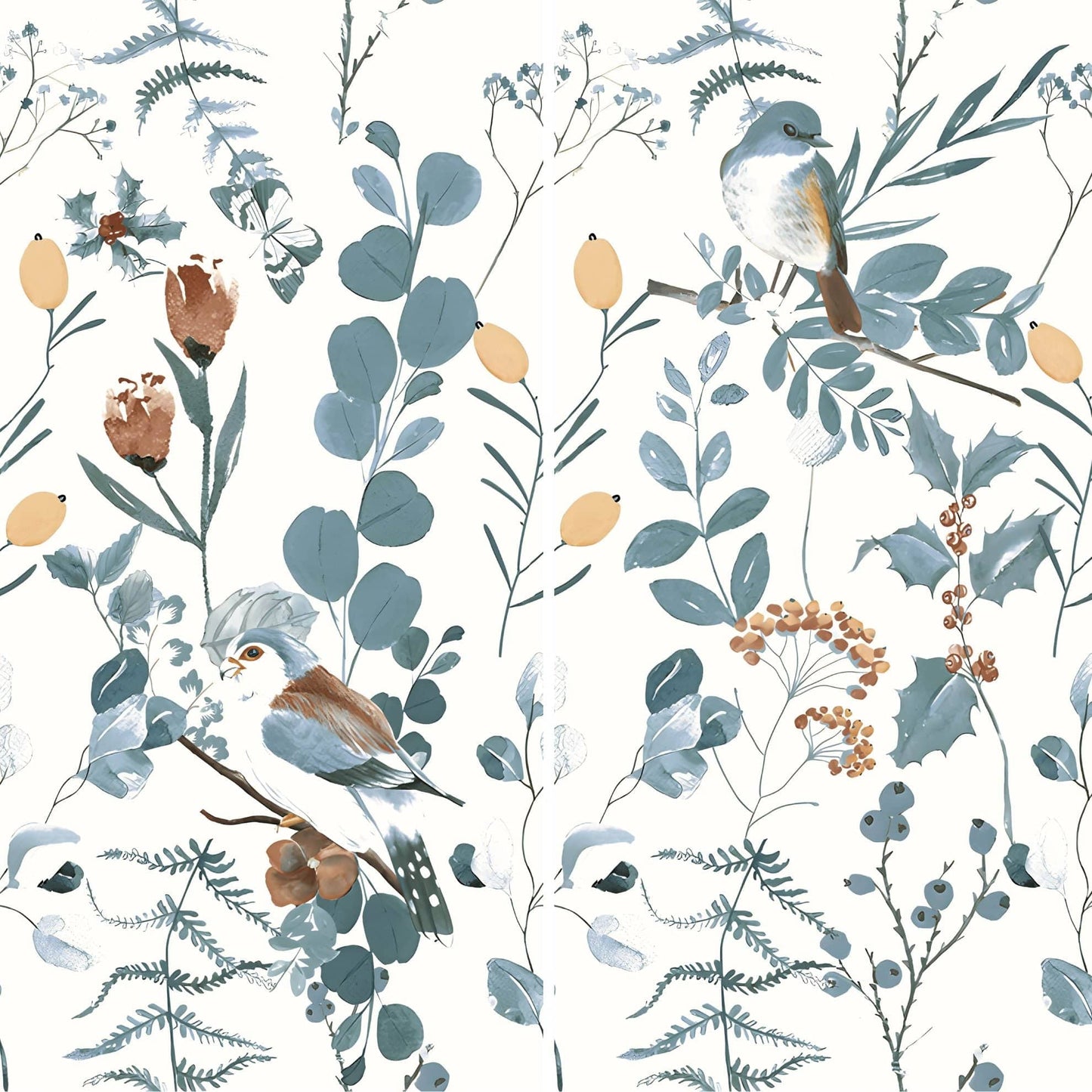 Bloom Series - Flora and Fauna Songbirds Satin 400x800mm Ceramic Tile