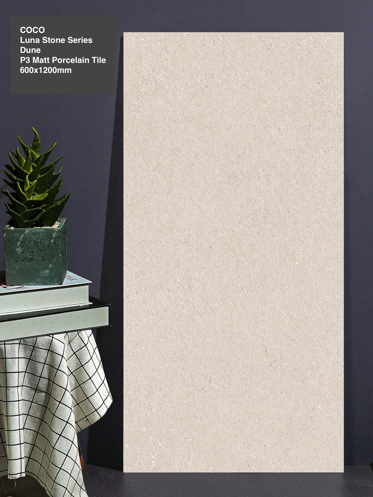 Luna Stone Dune P3 Matt 600x1200mm porcelain tile — styled interior setting