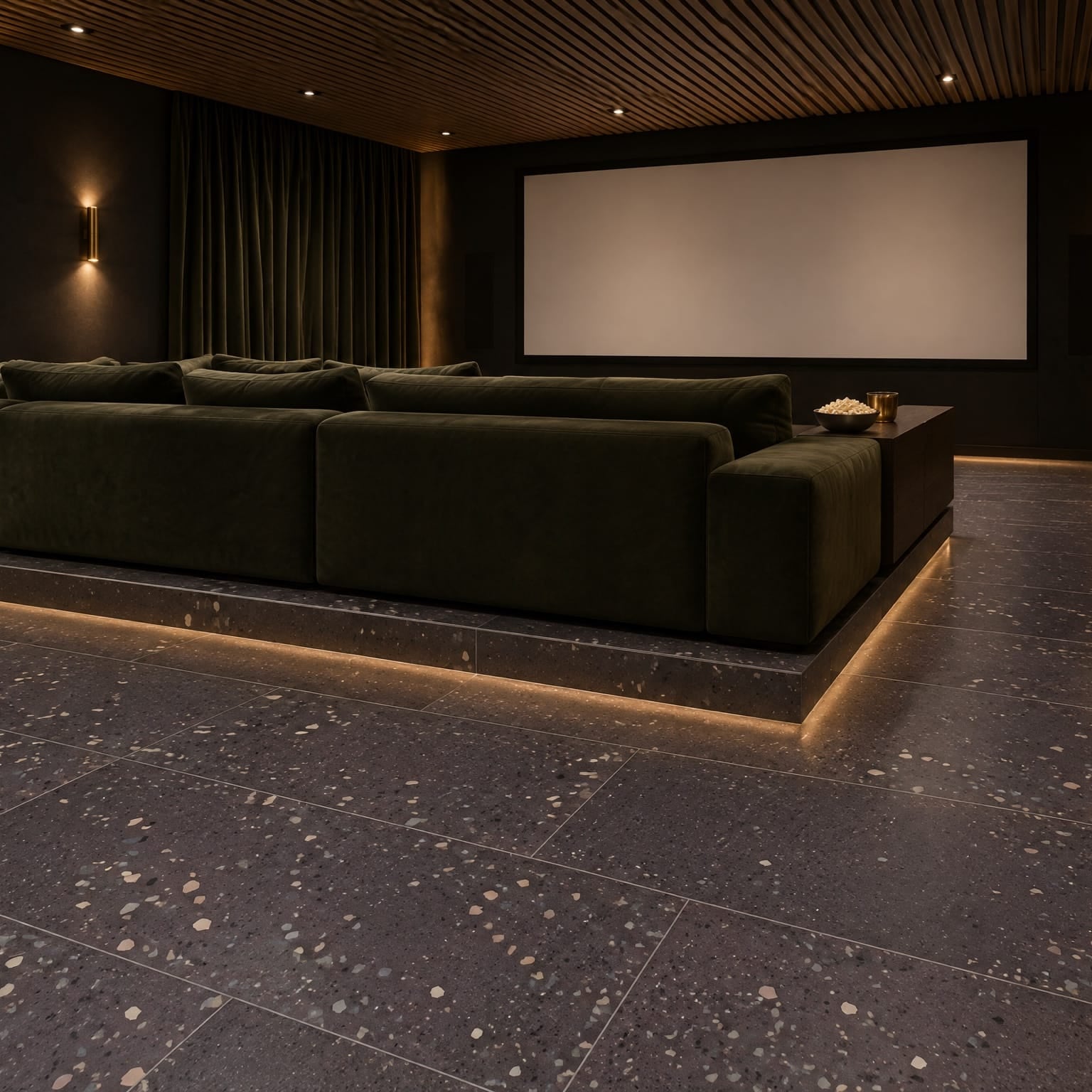 Rainy Day tiles in a home cinema interior