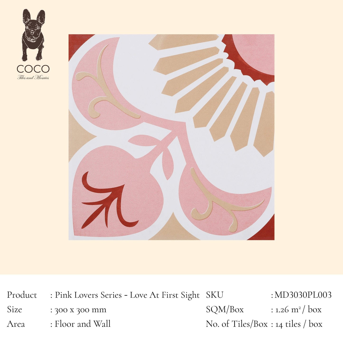 Pink Lovers Series - Love At First Sight Satin 300x300mm Ceramic Tile