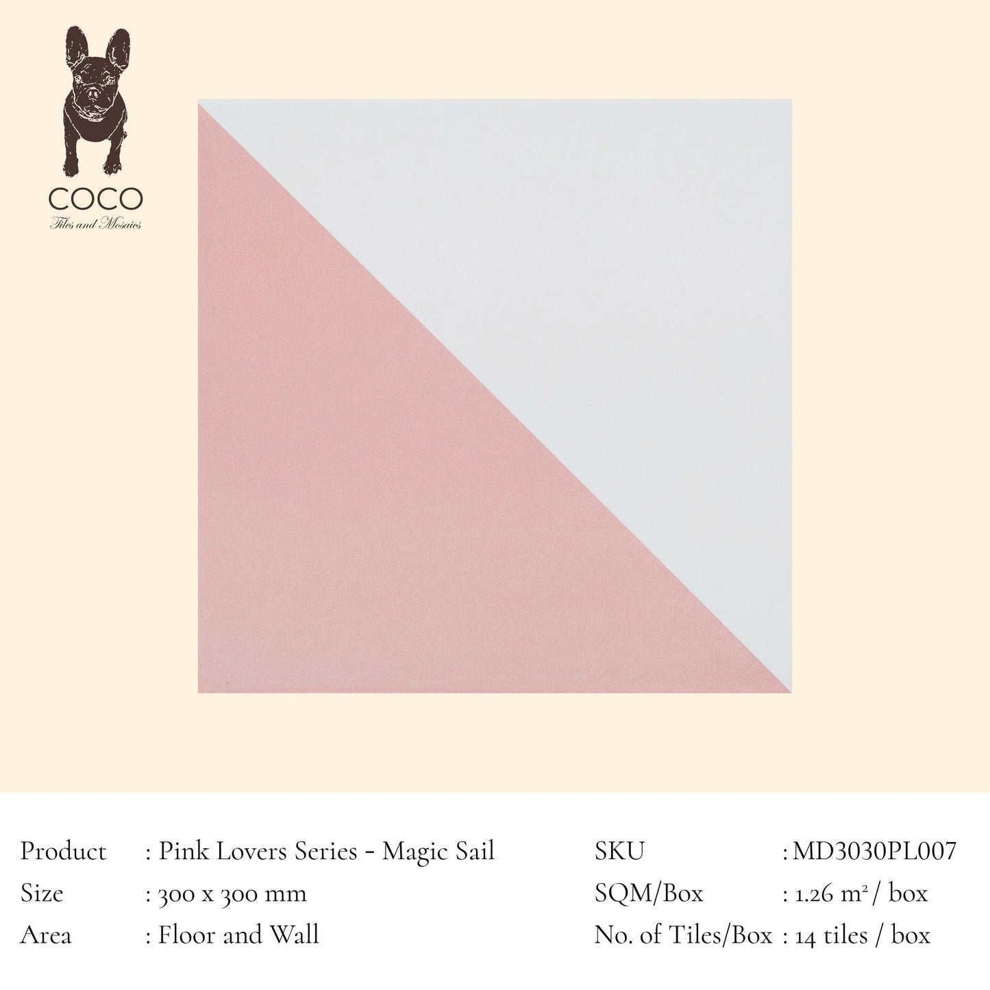 Pink Lovers Series - Magic Sail Satin 300x300mm Ceramic Tile