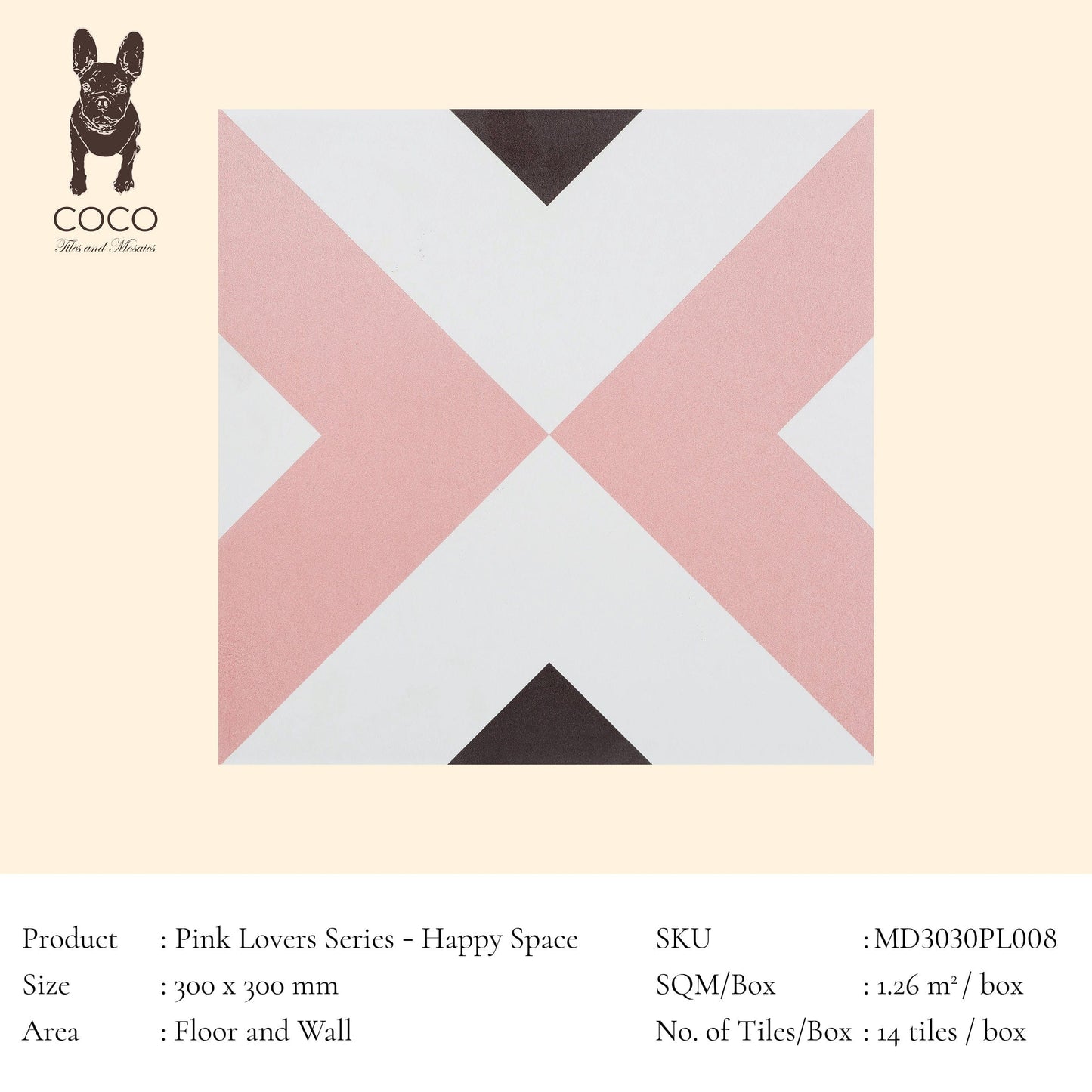 Pink Lovers Series - Happy Space Satin 300x300mm Ceramic Tile