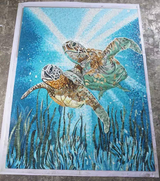 Pool Fountain Wall - Reef Guardians Mosaic Art