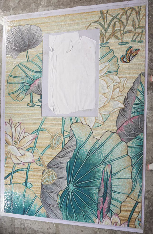 Bathroom Feature Wall - Artistic Mosaic - Water Lily - Wellness