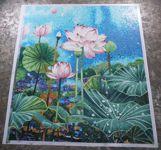Bathroom Mosaic Art - The Lotus Awakening Mosaic Art