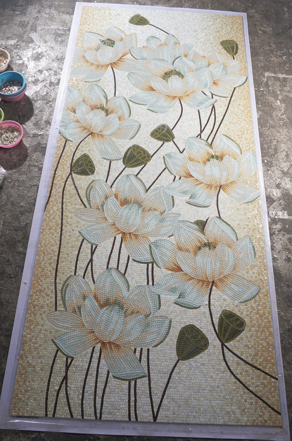 Artistic Mosaic - Water Lilies and Seed Pods