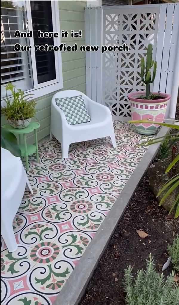 Outdoor Oasis: Elevating Patios with Pink Geometric Floor Tiles | Crescent Head, NSW