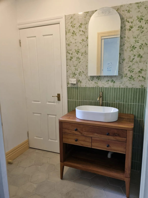 A Vintage Bathroom in Warburton, VIC — Featuring Garden Party Botanical Tiles