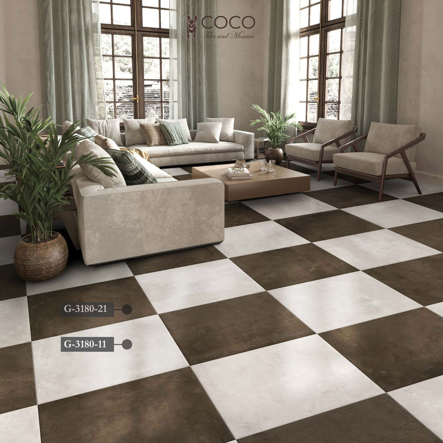 Checkerboard - White and Cocoa